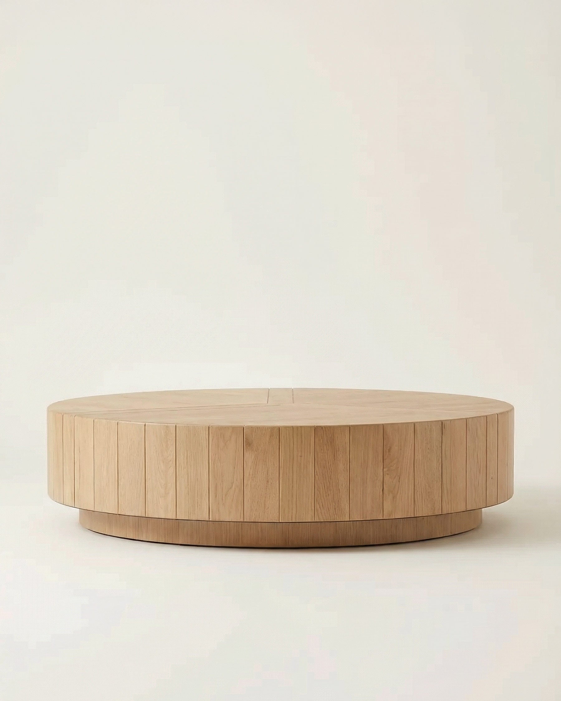 Wooden coffee table on a light background